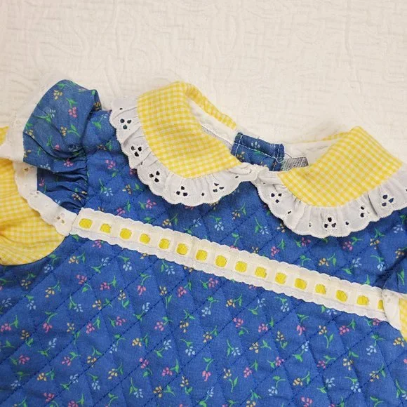 Vintage Floral & Gingham w/ Lace Trim Shirt 24 months - Picture 2 of 8